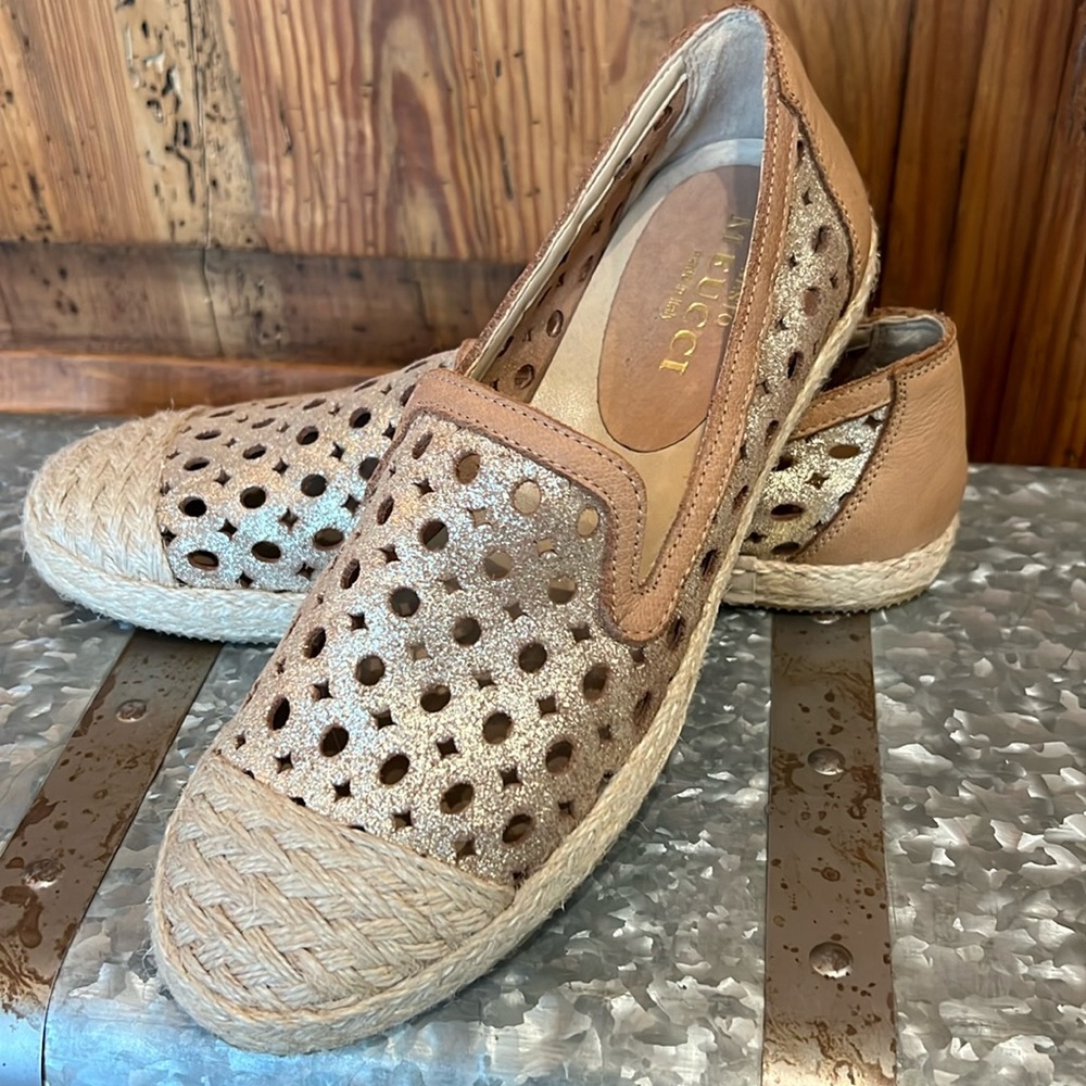 Sesto Meucci of Florence Dasey Tobacca Lame Espadrilles 782791
